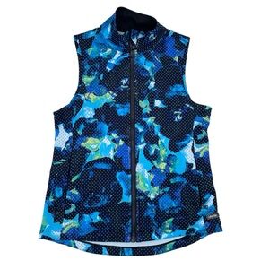 Calvin Klein Performance Quick Dry Vest Women's Size Small Full Zip Blue Printed